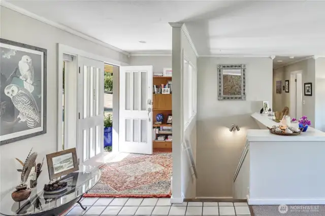 The front french door entry is even with the parking area to make this home easily accessible for all.