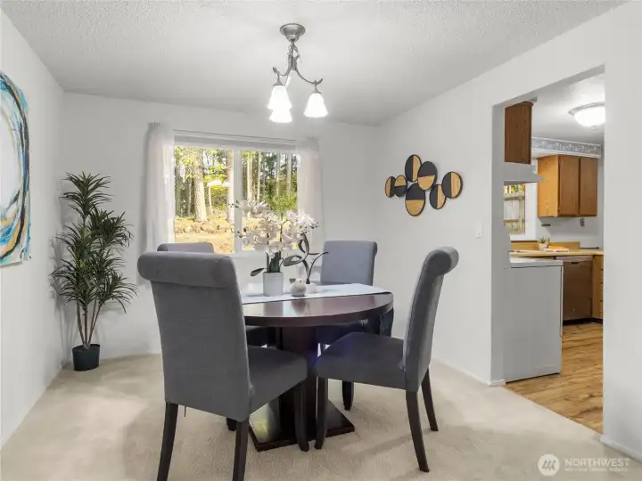 Dining room window overlooking private