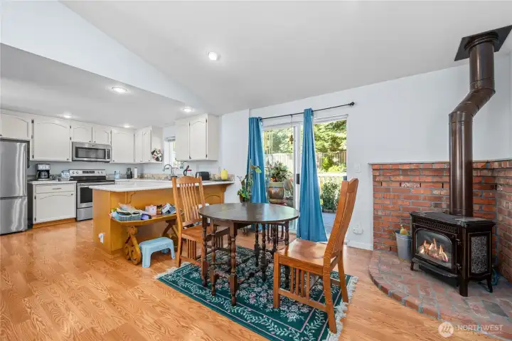 Easy access to the deck and backyard from the kitchen.