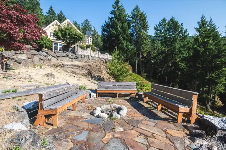 Fire pit area just below the home for entertaining