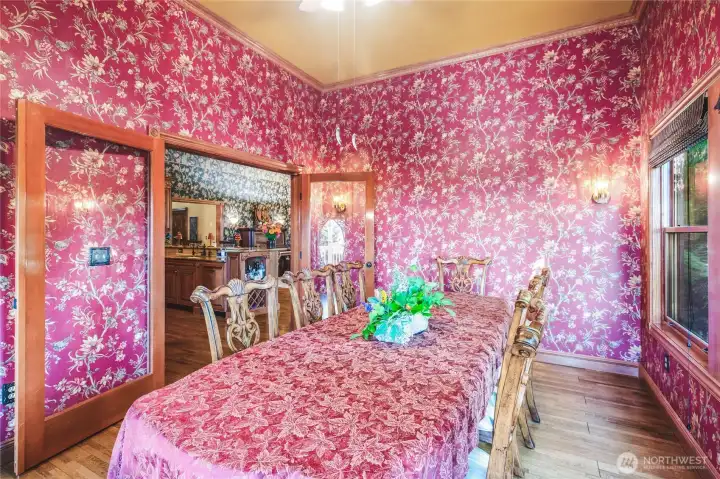 Formal dining room off of kitchen