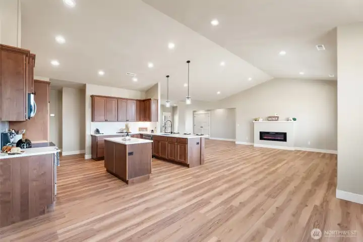 Electric Multi-Function Fireplace in Great Room