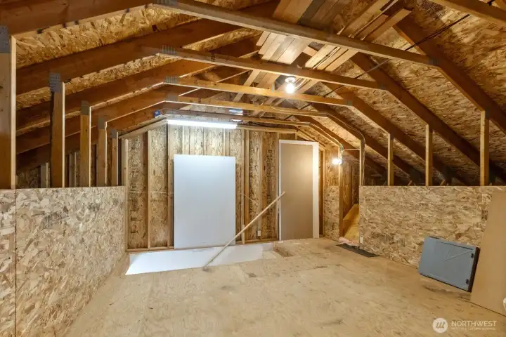 Unfinished space on second floor garage.