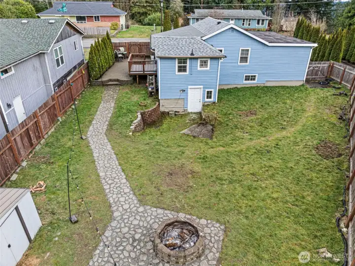 Ariel view of back yard