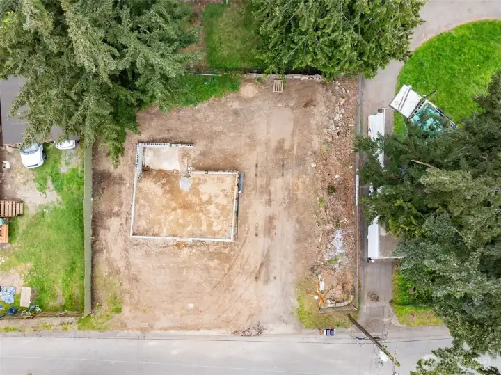 Top-down perspective highlights usable footprint and site efficiency. Clear layout provides flexibility for multiple build concepts.