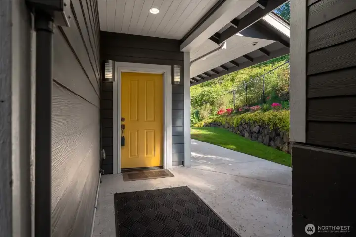 Covered and secure entry.