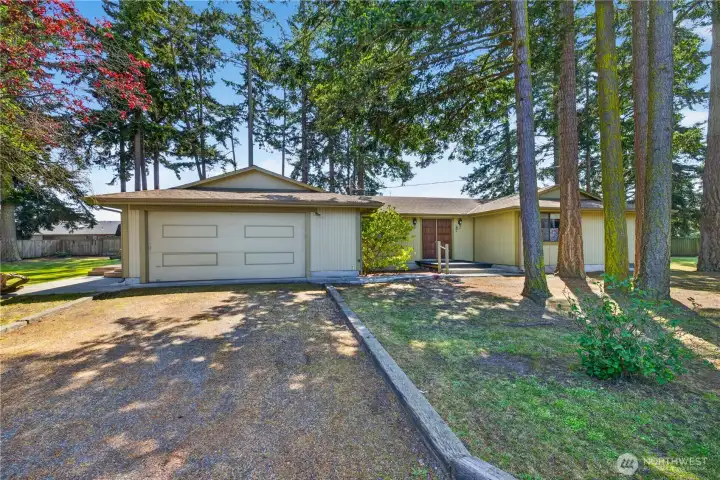 Nestled among towering evergreens on a spacious lot, this inviting rambler offers privacy, a peaceful setting, and timeless Pacific Northwest charm.