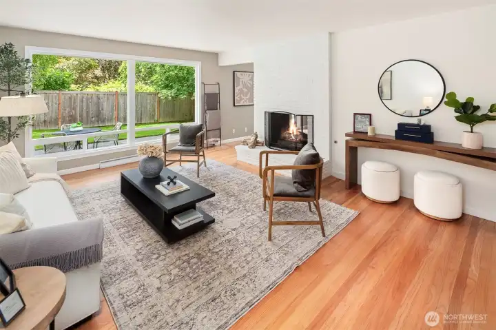Hardwood floors throughout most of the home.