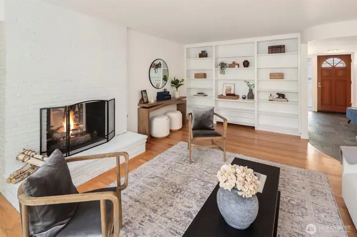 Built in cabinets in the living room