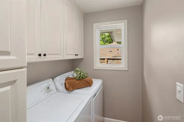 In home separate laundry space.