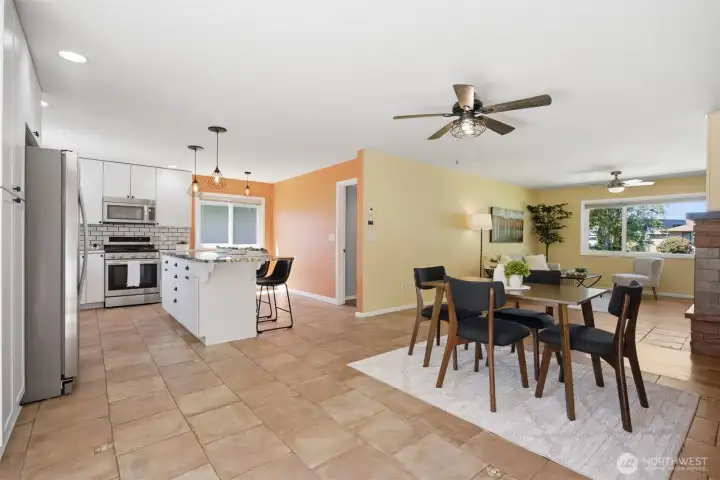 View of the living area from the kichen.