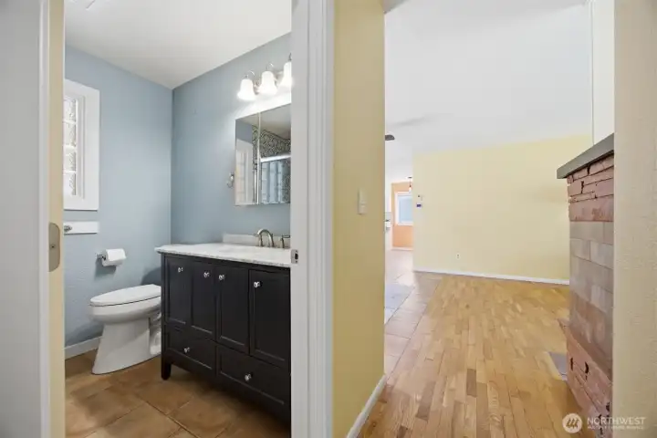 From the hallway that leads to 3 bedrooms off the living room.