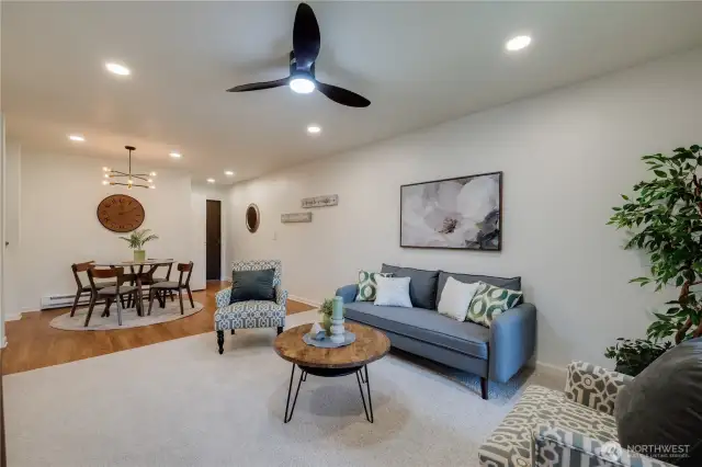 Open concept from dining room to living room