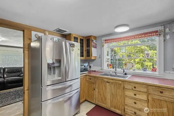 This beautiful fridge stays with the home.
