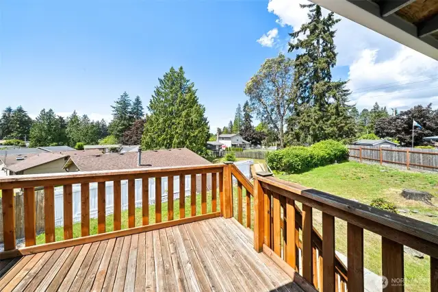 Deck off dining room and kitchen.