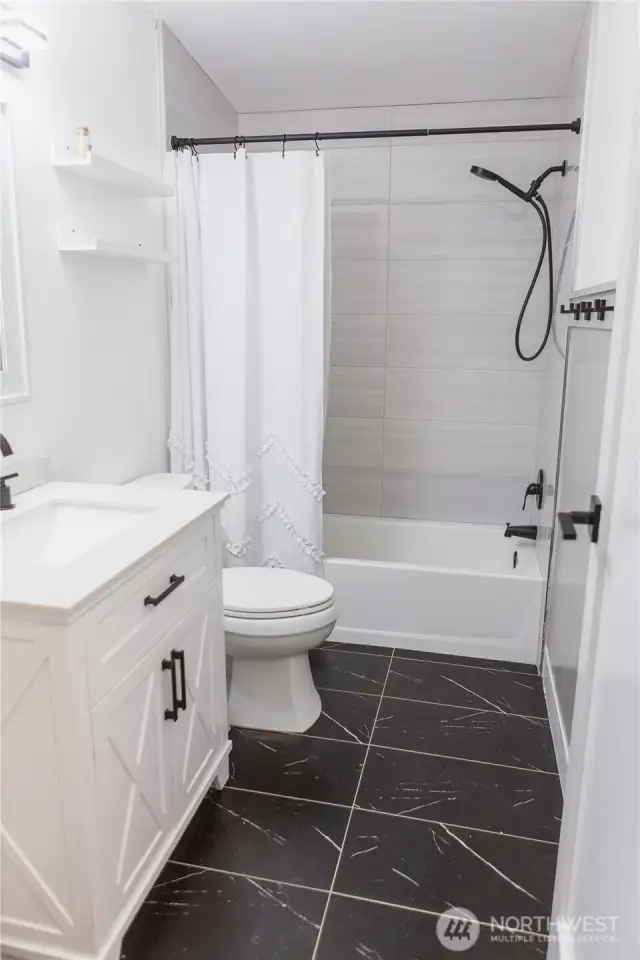 Main full bath - Beautiful Tile flooring