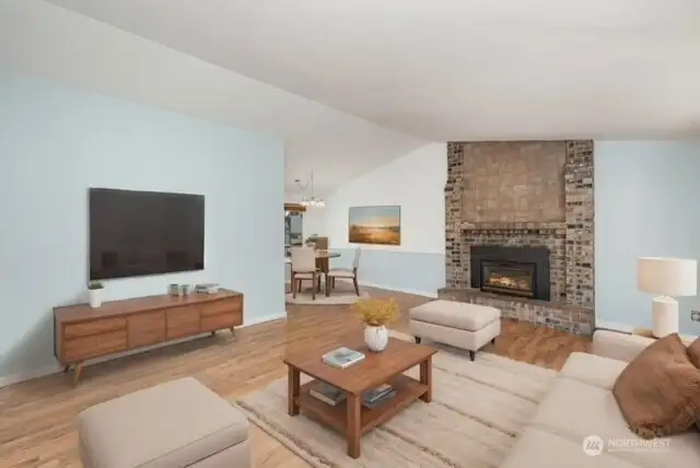 Living room virtually staged.
