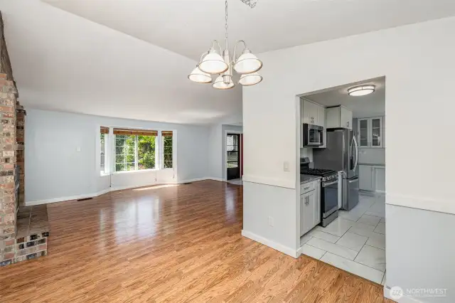 Kitchen just off the formal dining area.