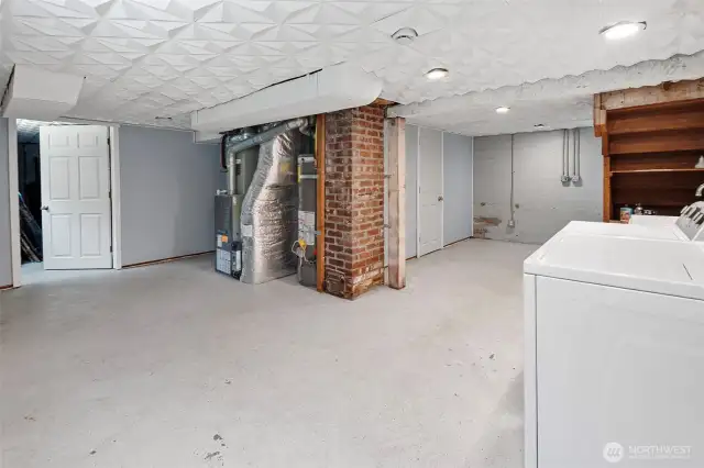 Large basement - home to some key systems and great for storage.  Ceiling is insulated for sound if you have a musician in the mix.