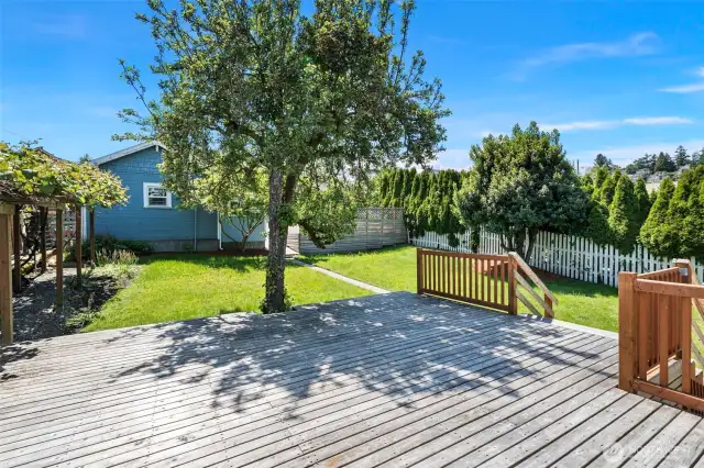 Spacious deck in the back built in 2023.