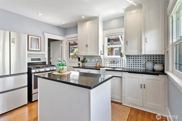 Newer stainless steel appliances.