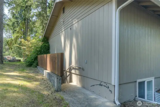Side door entrance to downstairs basement.