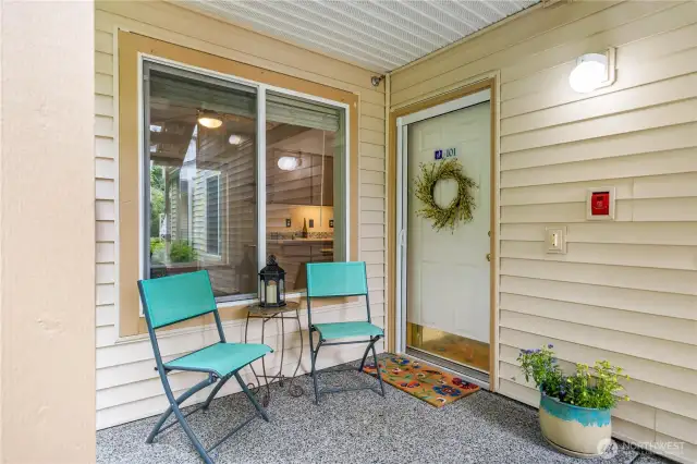 Patio entry with space for a sitting area.