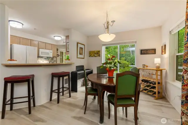Dining area and breakfast bar.
