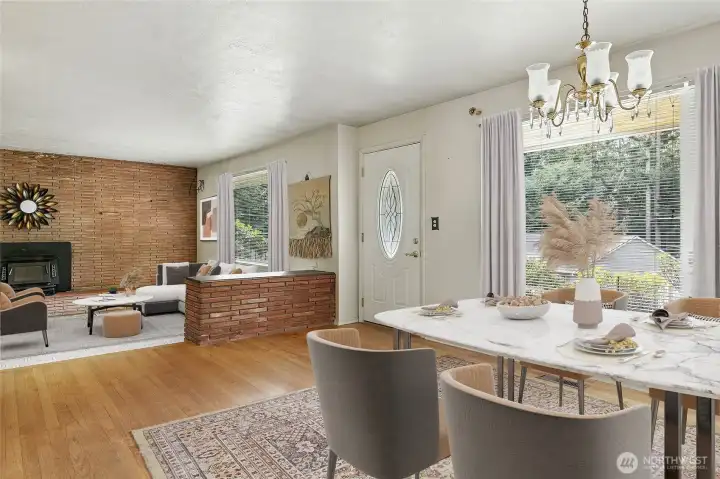 Virtually staged dining into main living room