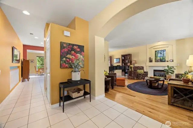 Foyer. To the right is living room, straight to the kitchen and dining room