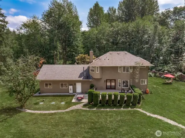 The home sits on approximately one acre of manicured lawn for a picturesque setting to enjoy.
