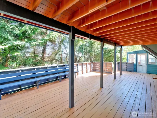 main floor deck with an atrium