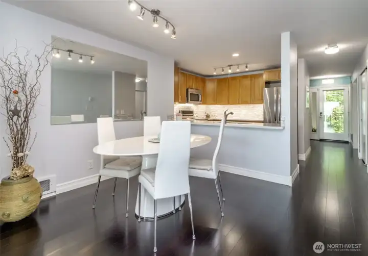Dining area, newer bamboo flooring