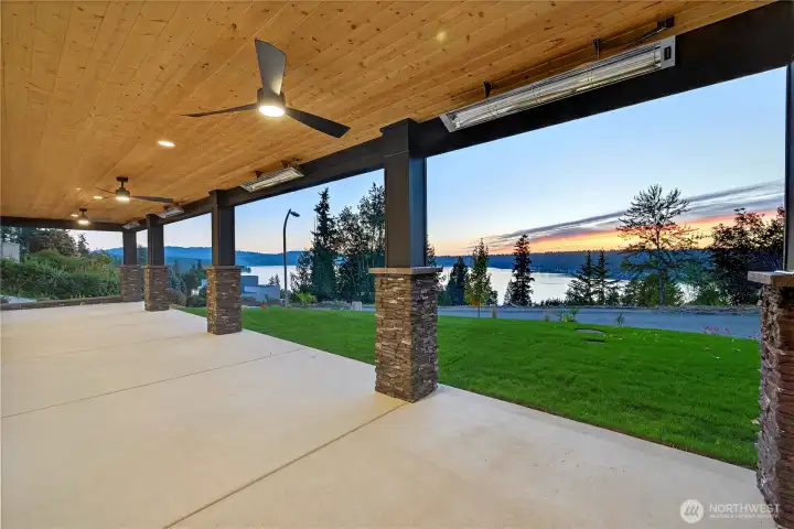 View on the patio from the daylight basement looking South West.