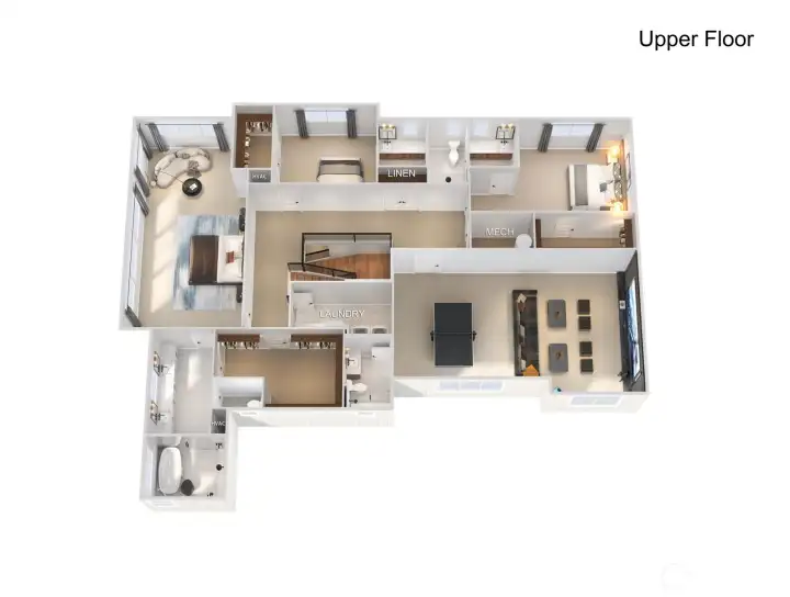 Builder floor plan upper floor.