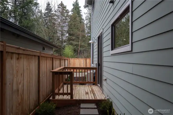 Deck off of the dining area.
