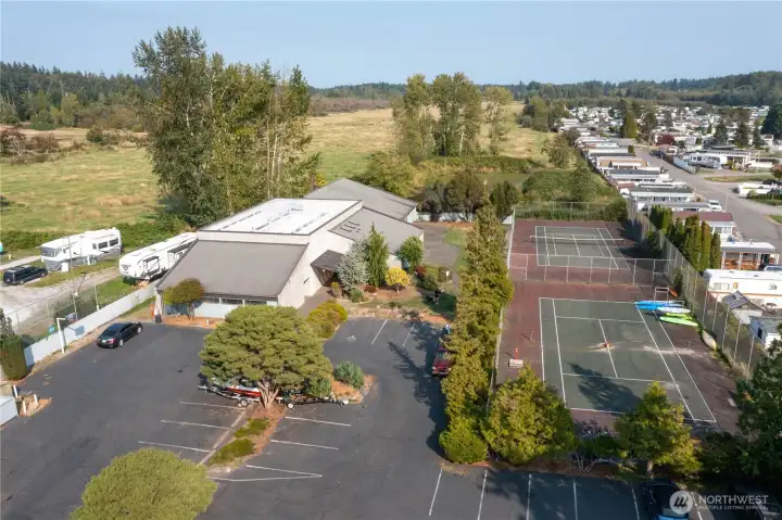 Sports courts and clubhouse