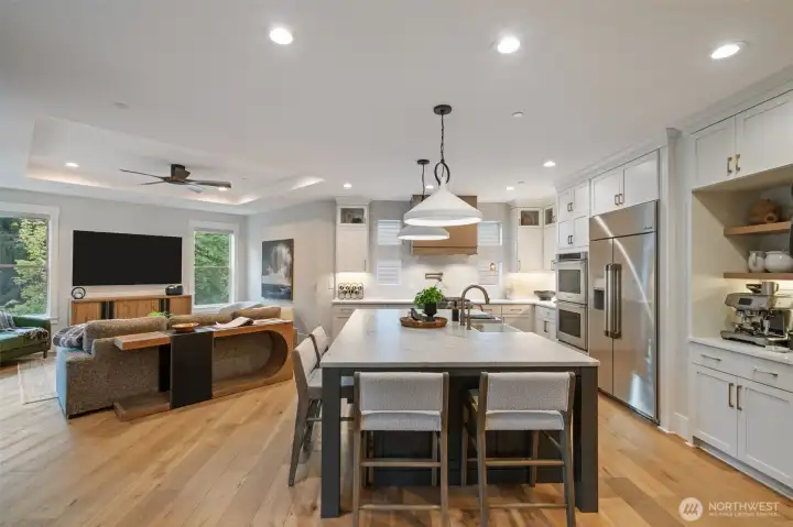 Kitchen leading into family room