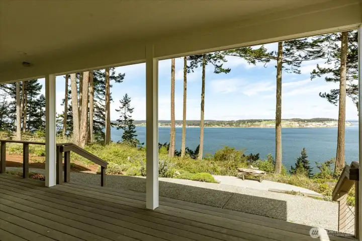 Covered front porch with views