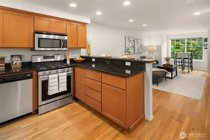 Slab granite counters are timeless.