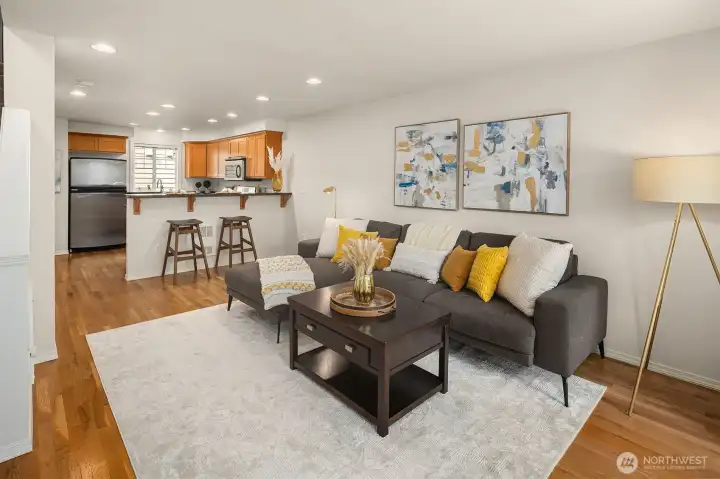 Great room looking west.