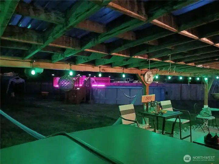 Deck lighting around the pool changes colors! (photo provided by seller)