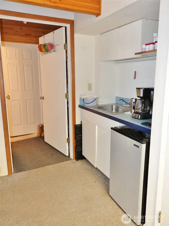 Upstairs mini-frig and sink. Upstairs mini-frig and sink.