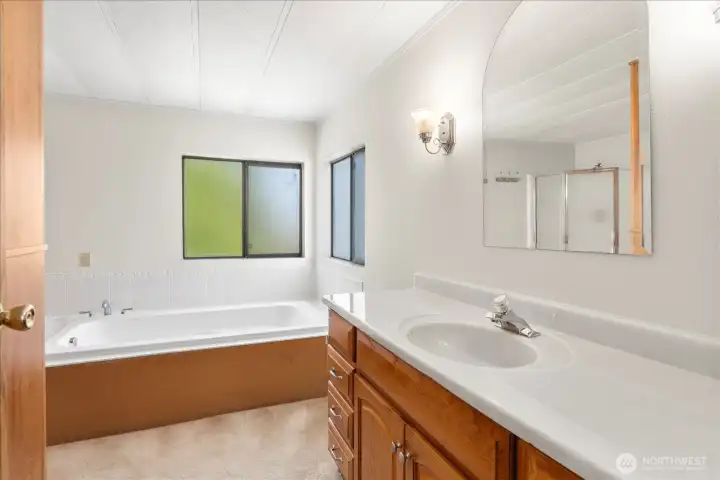 Spacious primary bath.