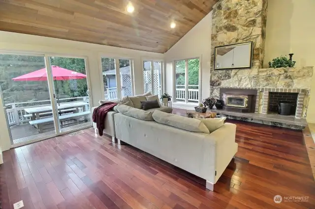 Living room & woodstove.