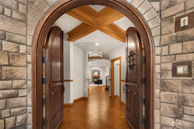 Custom entry doors welcome you inside.