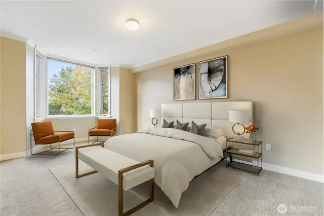 Guest bedroom with west facing views.