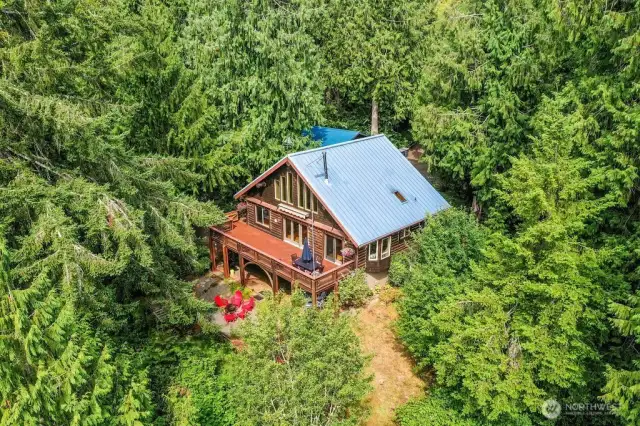 Eagle's Eye View of our custom log home.