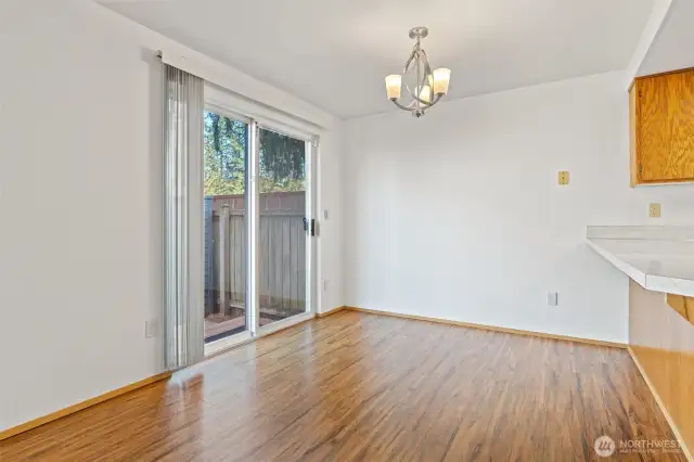 Dining room with slider to back yard.