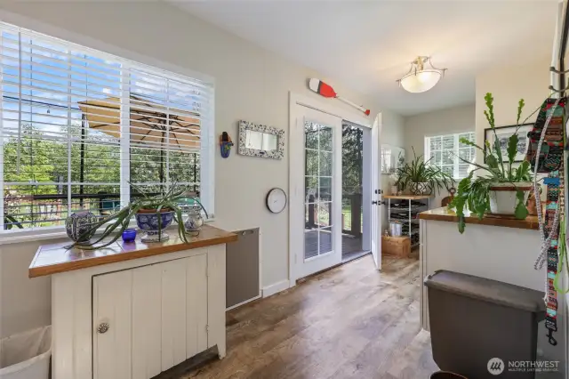 French door open to large back deck!